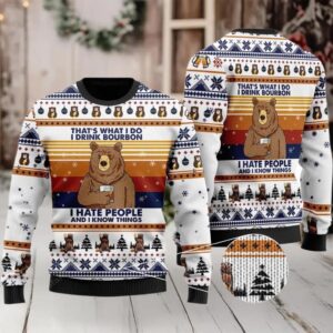 2025 Bear Drink Bourbon Whiskey Christmas Ugly Sweater 2025 Bear Drink Bourbon Whiskey Christmas Ugly Sweater