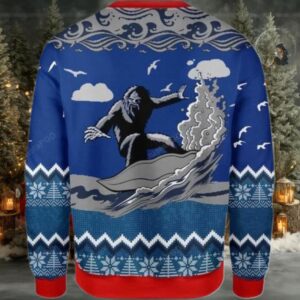2025 Bigfoot Surfing Christmas Ugly Sweater