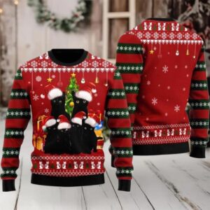 2025 Black Cat Family Ugly Christmas Sweater 2025 Black Cat Family Ugly Christmas Sweater