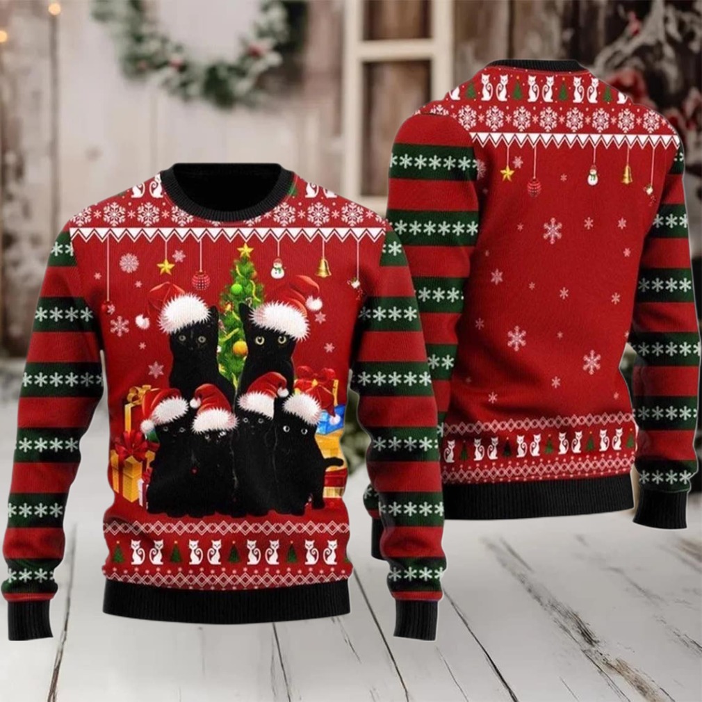 Black Cat Family Christmas Sweater Image 1