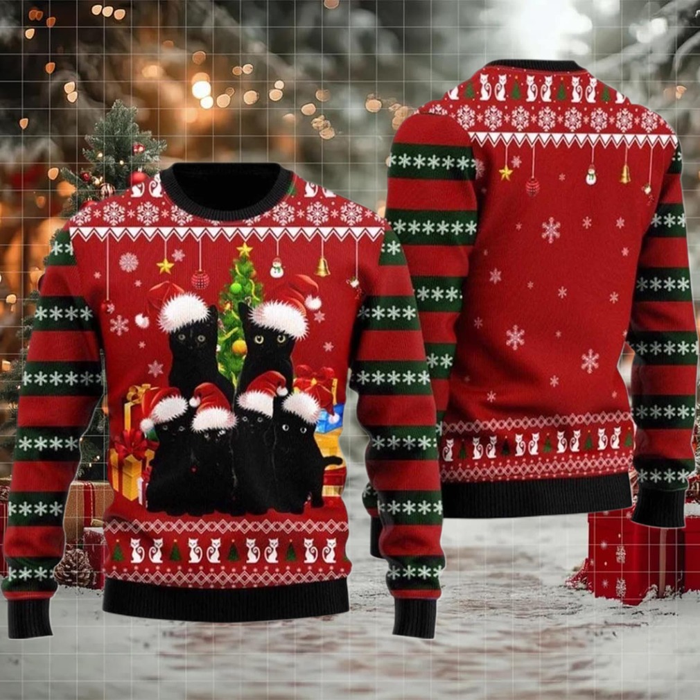Black Cat Family Christmas Sweater Image 2