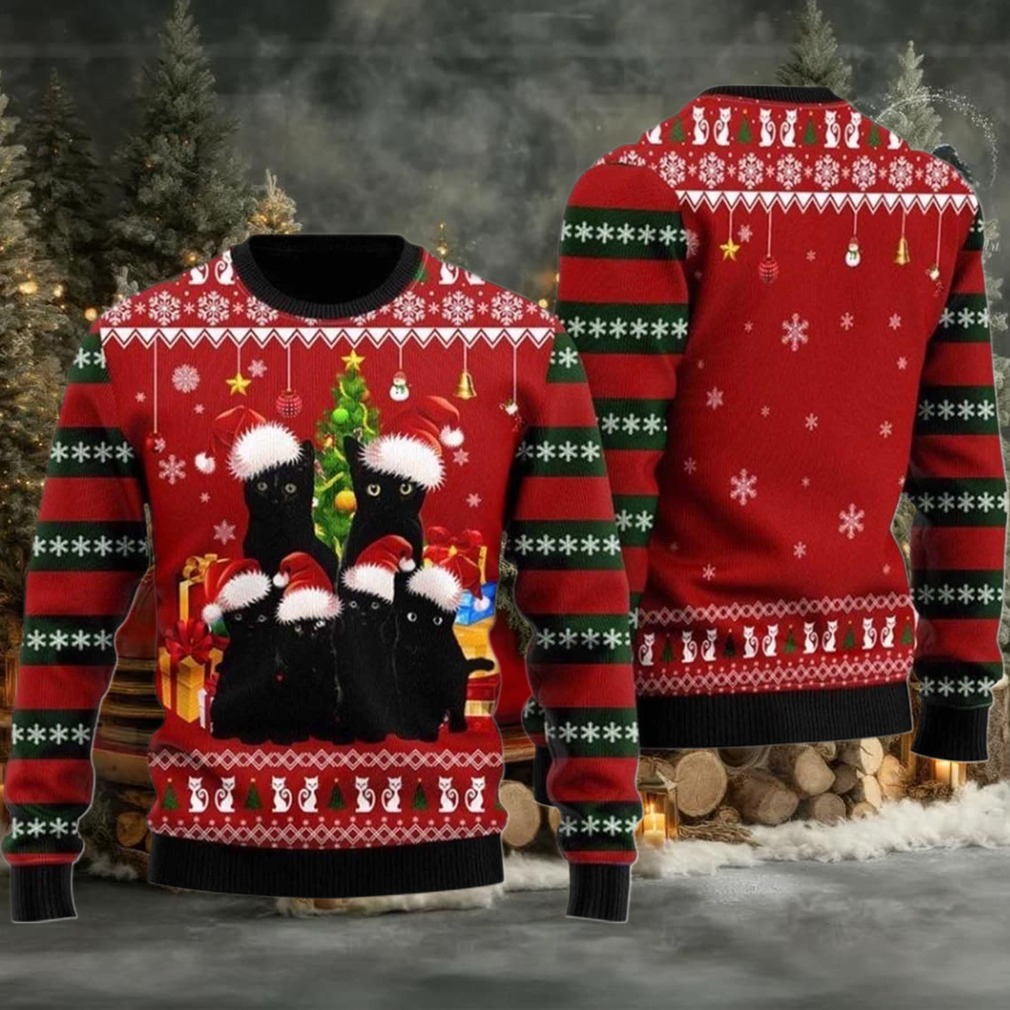 2025 Black Cat Family Ugly Christmas Sweater 2025 Black Cat Family Ugly Christmas Sweater