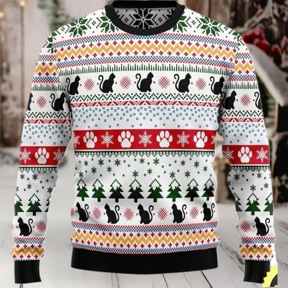 Black Cat 3D Christmas Sweater Image 1