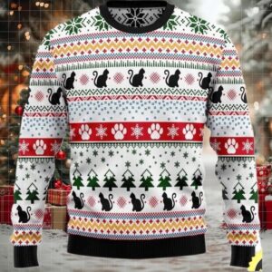 2025 Black Cat Ugly Christmas Sweater 3D