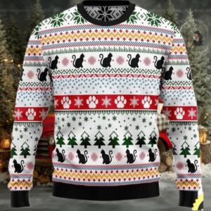 2025 Black Cat Ugly Christmas Sweater 3D