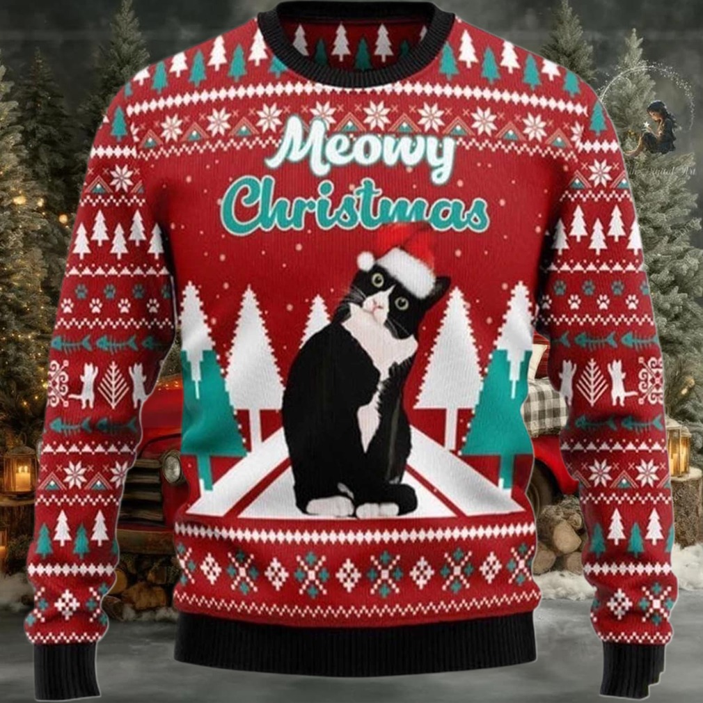 2025 Black cat Meowy Christmas Ugly Christmas Sweater 2025 Black cat Meowy Christmas Ugly Christmas Sweater