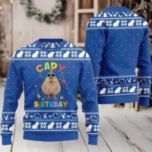 2025 Capy Birthday Ugly Christmas Sweater 2025 Capy Birthday Ugly Christmas Sweater