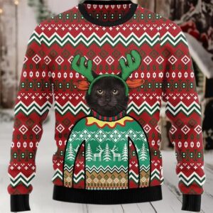 2025 Cat Reindeer Ugly Christmas Sweater 2025 Cat Reindeer Ugly Christmas Sweater