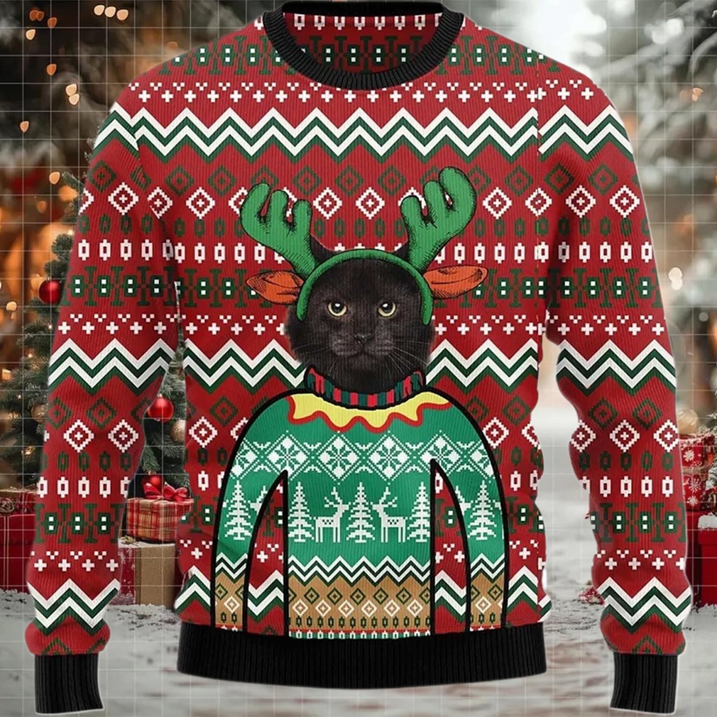 2025 Cat Reindeer Ugly Christmas Sweater