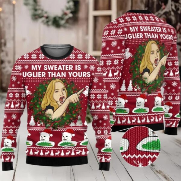 2025 Christmas Cat Woman My Sweater Is Uglier Than Yours Ugly Sweater