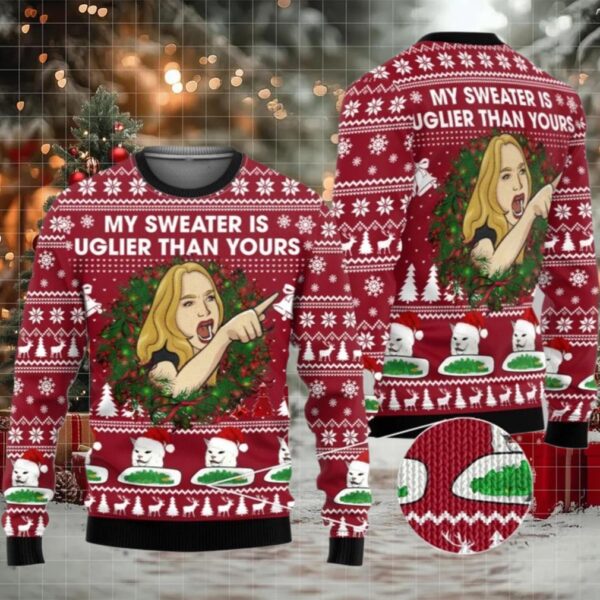 2025 Christmas Cat Woman My Sweater Is Uglier Than Yours Ugly Sweater