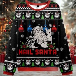 2025 Christmas Hail Santa Ugly Sweater
