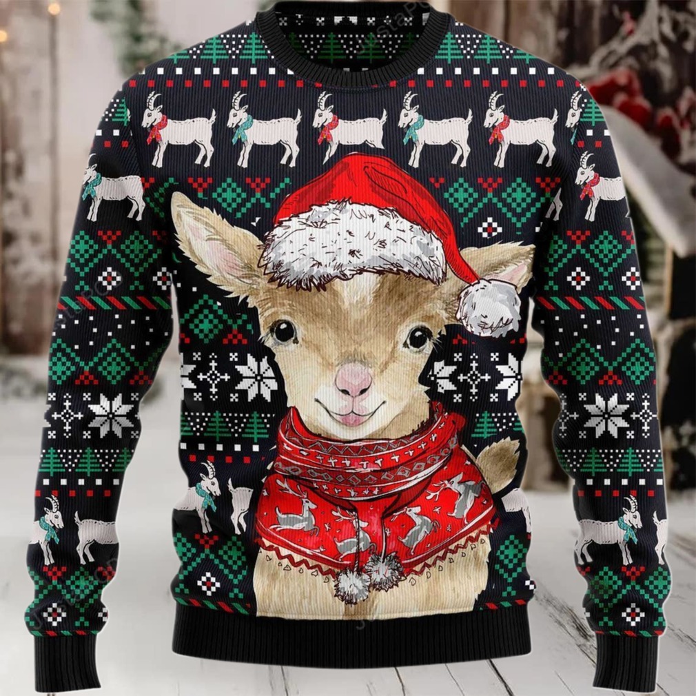 2025 Cute Goat Santa Christmas Ugly Sweater