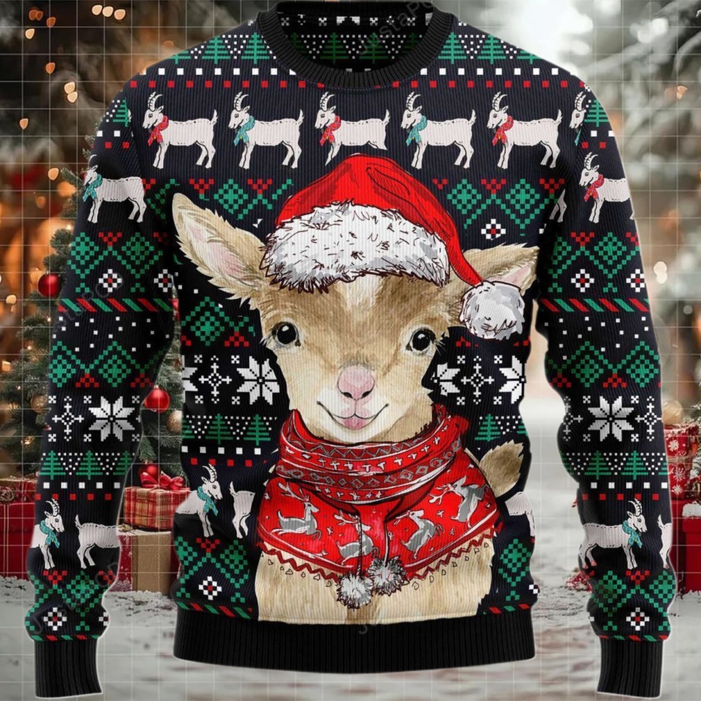 2025 Cute Goat Santa Christmas Ugly Sweater