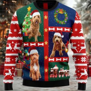 2025 Cute Goldendoodle Christmas Ugly Sweater