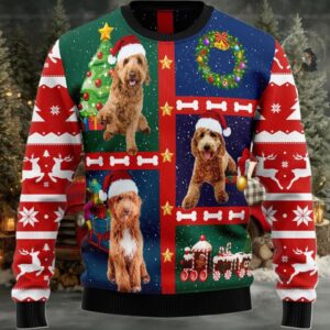 2025 Cute Goldendoodle Christmas Ugly Sweater