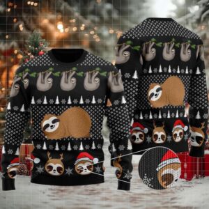 2025 Cute Sloth Santa Christmas Ugly Sweater