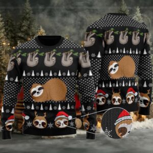 2025 Cute Sloth Santa Christmas Ugly Sweater