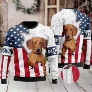 2025 Dachshund Dog USA Flag Christmas Ugly Sweater 2025 Dachshund Dog USA Flag Christmas Ugly Sweater