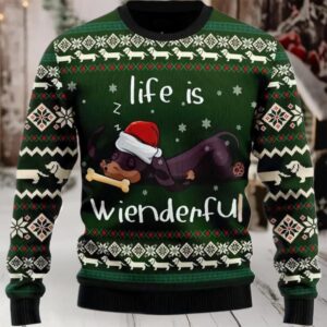 2025 Dachshund Life Is Wienderful Ugly Christmas Sweater 2025 Dachshund Life Is Wienderful Ugly Christmas Sweater