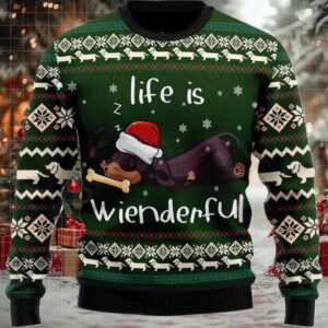 2025 Dachshund Life Is Wienderful Ugly Christmas Sweater