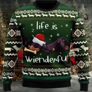 2025 Dachshund Life Is Wienderful Ugly Christmas Sweater