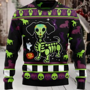 2025 Dachshund Pumpkin Christmas Ugly Sweater 2025 Dachshund Pumpkin Christmas Ugly Sweater