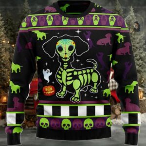 2025 Dachshund Pumpkin Christmas Ugly Sweater