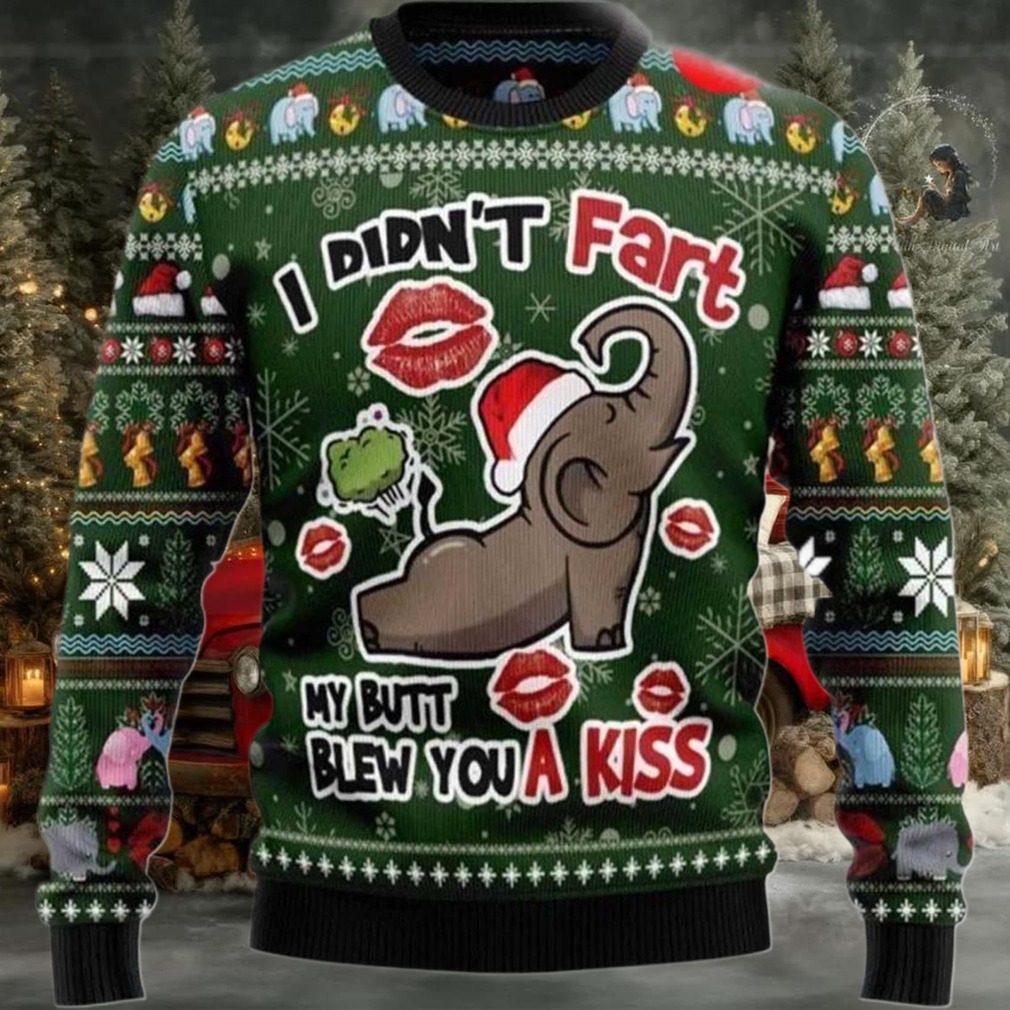 2025 Elephant I Didn’T Fart My Butt Blew You A Kiss Ugly Christmas Sweater 2025 Elephant I Didn’T Fart My Butt Blew You A Kiss Ugly Christmas Sweater