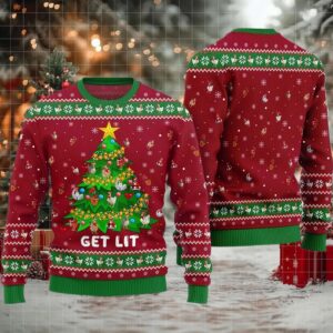 2025 Get Lit Chicken Ornament On Christmas Tree Ugly Christmas Sweater