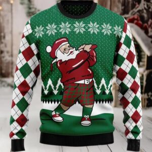 2025 Golfer Santa Ugly Christmas Sweater