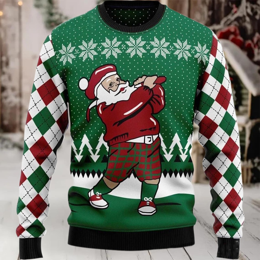 2025 Golfer Santa Ugly Christmas Sweater