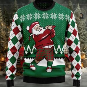 2025 Golfer Santa Ugly Christmas Sweater
