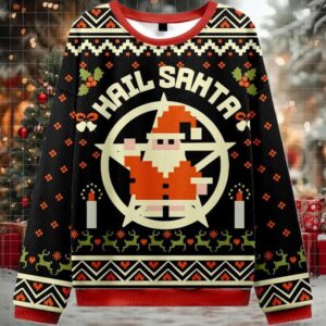 2025 Hail Santa Retro Christmas Ugly Sweater