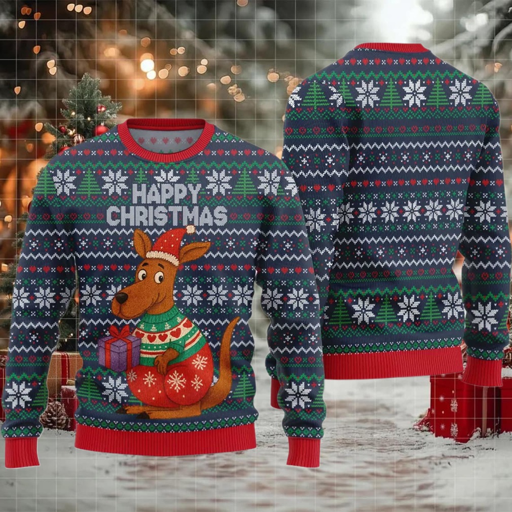 2025 Happy Christmas Kangaroo Ugly Christmas Sweater