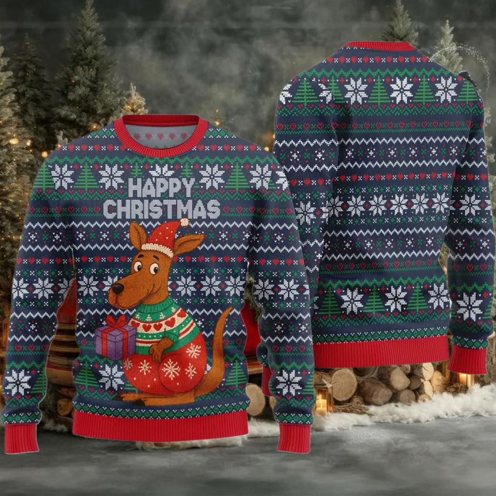 2025 Happy Christmas Kangaroo Ugly Christmas Sweater 2025 Happy Christmas Kangaroo Ugly Christmas Sweater