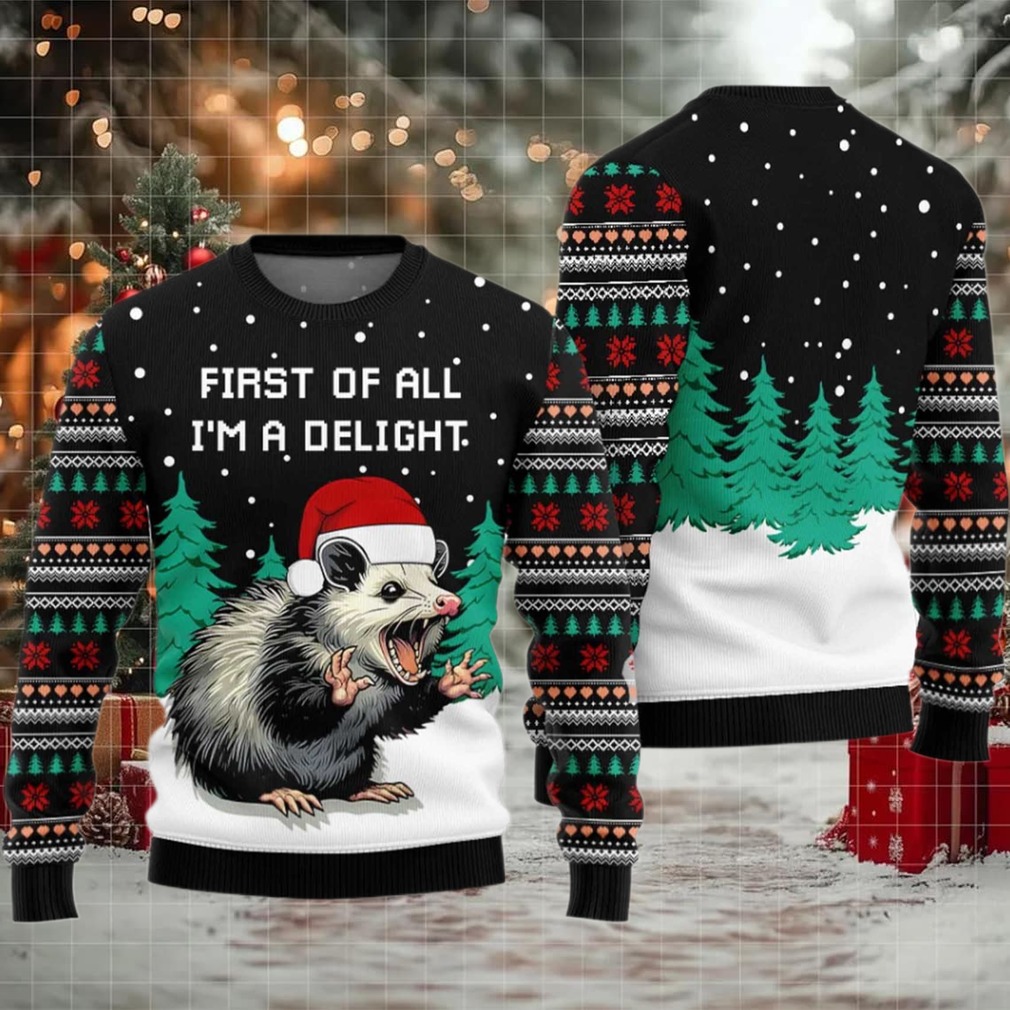 2025 I Am A Delight Opossum Ugly Christmas Sweater