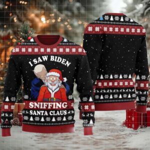 2025 I Saw Biden Sniffing Santa Claus Ugly Christmas Sweater