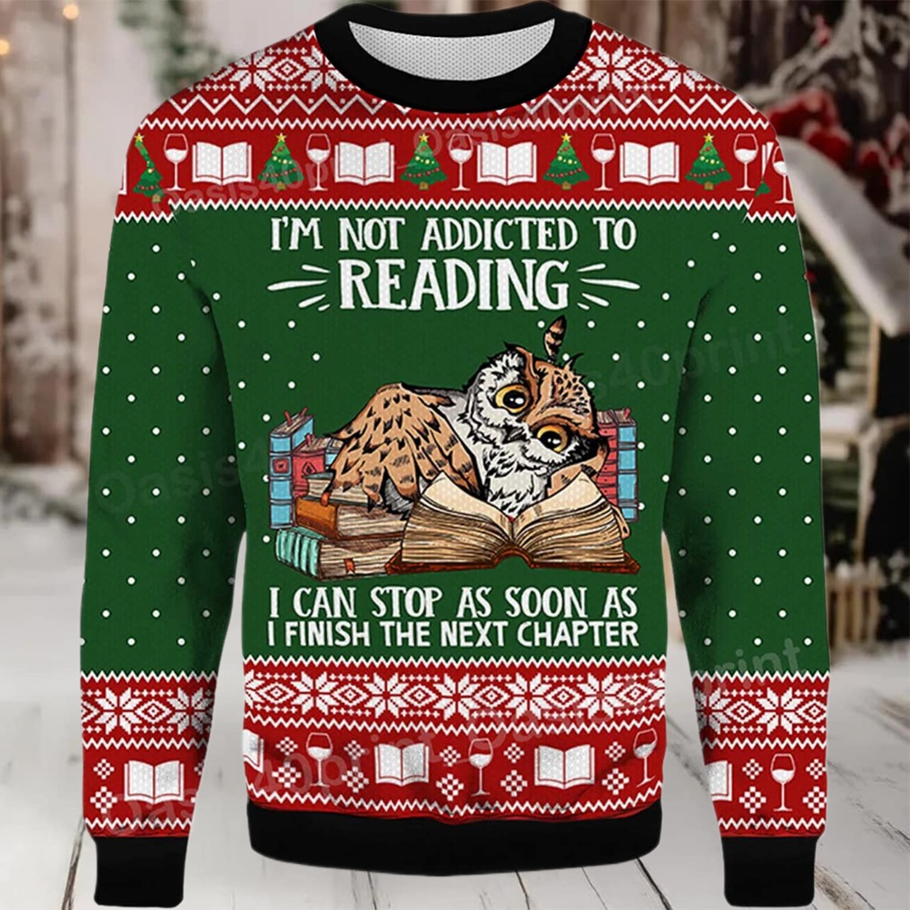 2025 I’m Not Addicted To Reading Owl Ugly Christmas Sweater