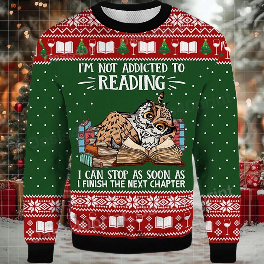 2025 I’m Not Addicted To Reading Owl Ugly Christmas Sweater
