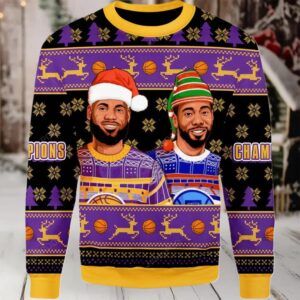 2025 Lebron James And Kawhi Leonard Basketball Christmas Ugly Sweater