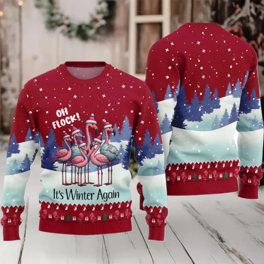 2025 Oh Flock It’s Winter Again Flamingo Ugly Christmas Sweater 2025 Oh Flock It’s Winter Again Flamingo Ugly Christmas Sweater