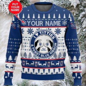 2025 Pabst Blue Ribbon Titties Christmas Ugly Sweater 2025 Pabst Blue Ribbon Titties Christmas Ugly Sweater