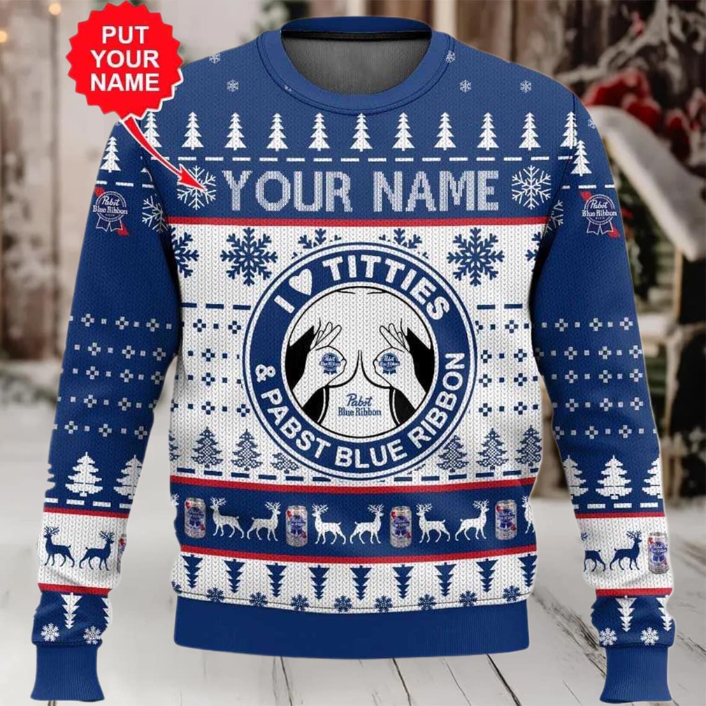 2025 Pabst Blue Ribbon Titties Christmas Ugly Sweater 2025 Pabst Blue Ribbon Titties Christmas Ugly Sweater