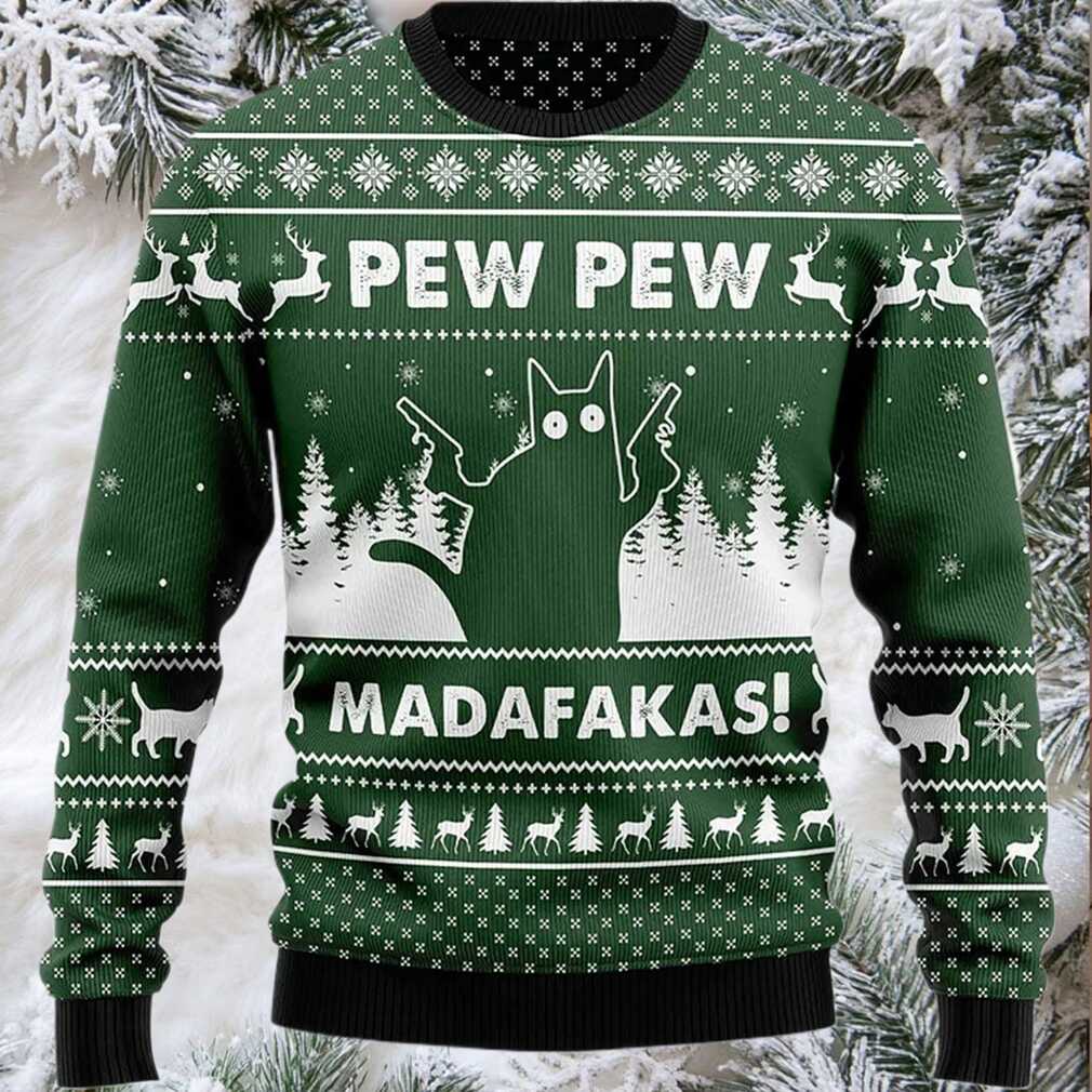 2025 Pew Pew Madafakas Cat Ugly Christmas Sweater