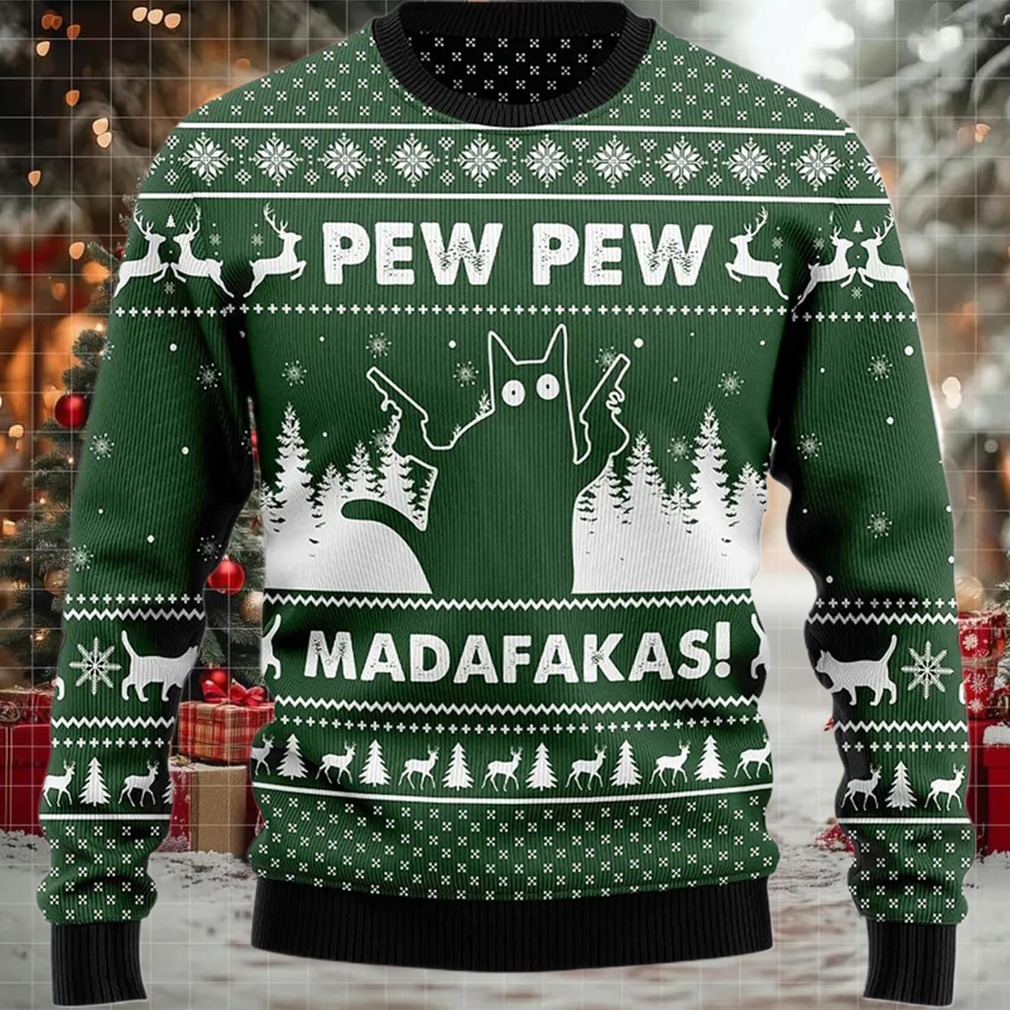 2025 Pew Pew Madafakas Cat Ugly Christmas Sweater