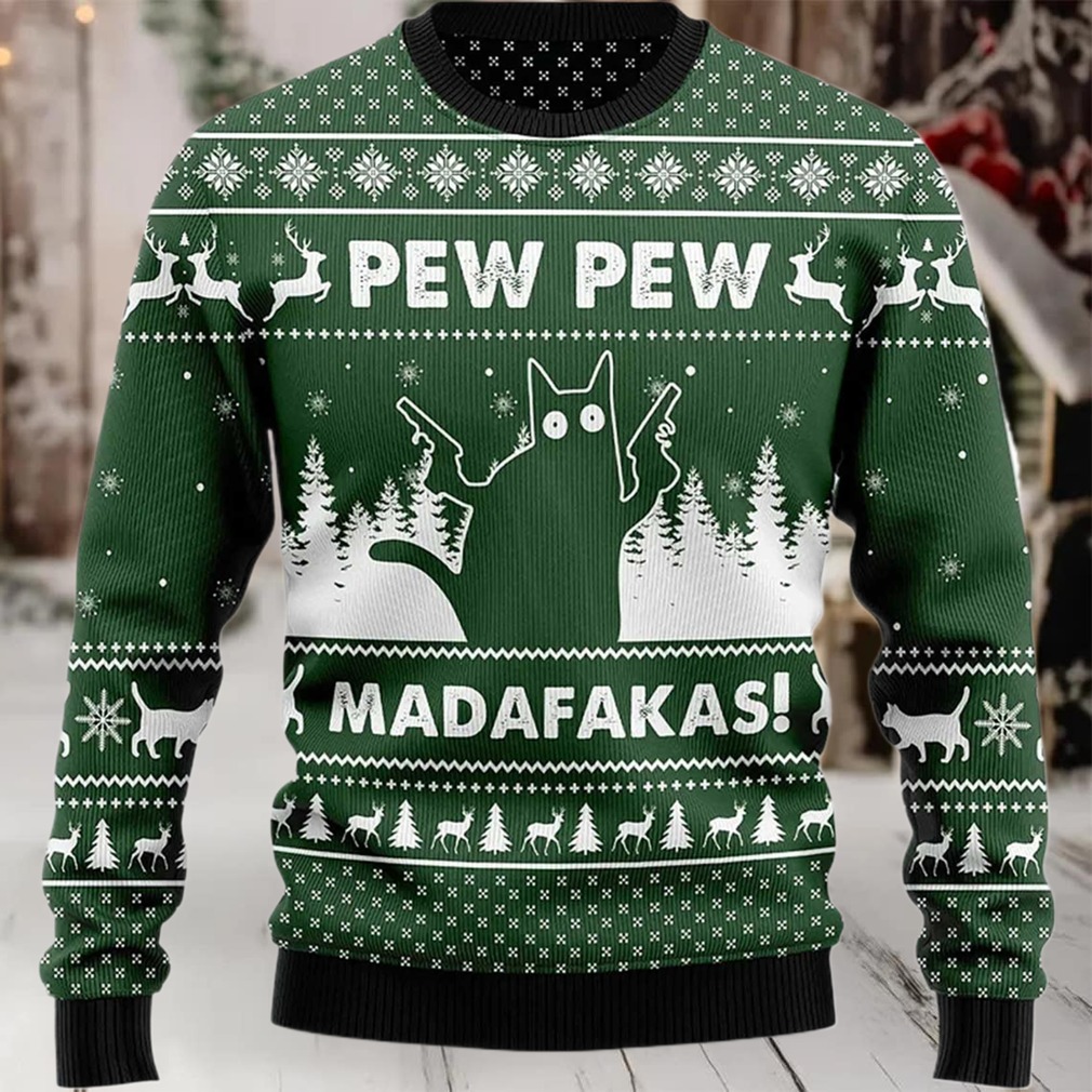2025 Pew Pew Madafakas Cat Ugly Christmas Sweater 2025 Pew Pew Madafakas Cat Ugly Christmas Sweater