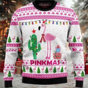 2025 Pinkmas Flamingo Christmas Ugly Sweater