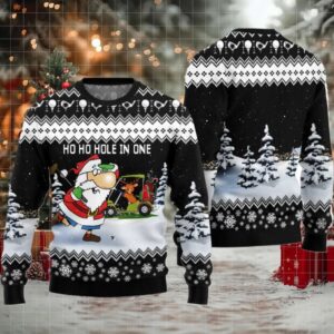 2025 Santa And Golf Mens Ugly Christmas Sweater