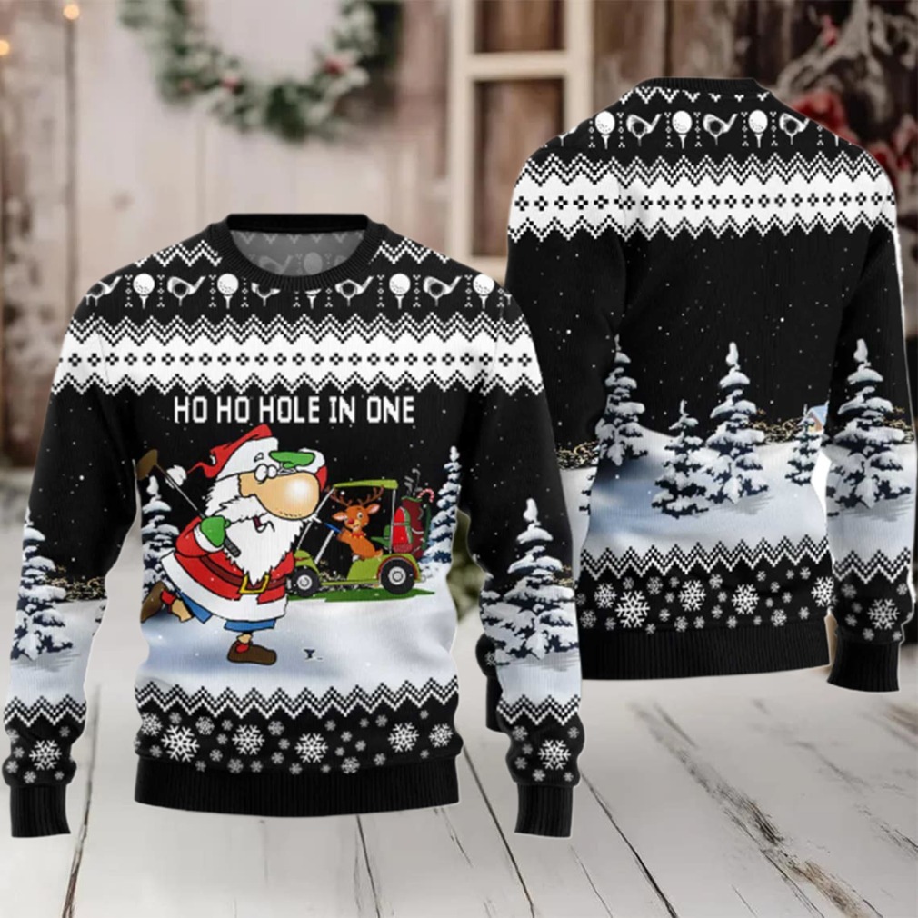 2025 Santa And Golf Mens Ugly Christmas Sweater 2025 Santa And Golf Mens Ugly Christmas Sweater